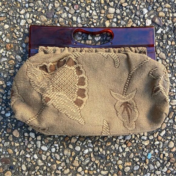 Vintage clutch with faux tortoise handle - Picture 1 of 5
